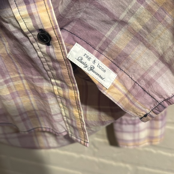 Rag & bone shirt Florian crop hi low plaid ombré fade small oversized - Picture 2 of 8